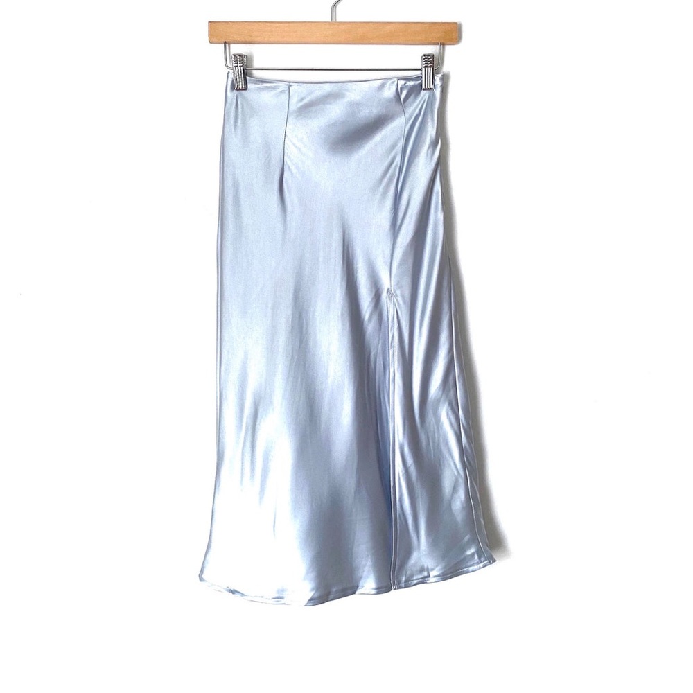 Princess Polly midi skirt with slit in pale pastel blue size 8